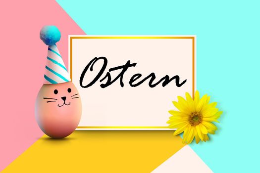 Easter composition with eggs. Festive decoration. Happy Easter.