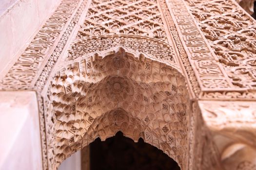 Details in Saadiens Tombs in Marrakech City in Morocco