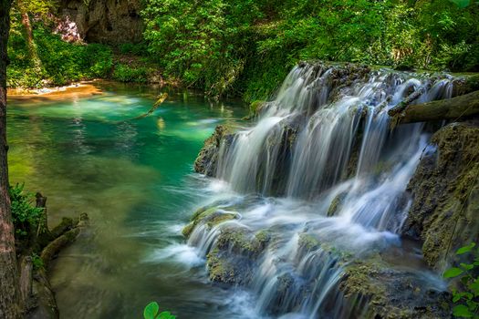 Cascade waterfalls. Krushuna falls in Bulgaria near the village of Krushuna, Letnitsa.