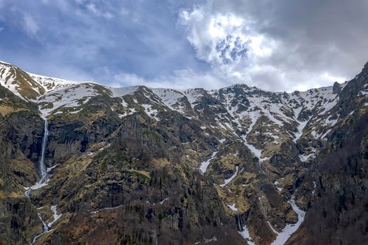 Big mountain waterfall. Vidimsko praskalo. Bulgaria niar Aprilci