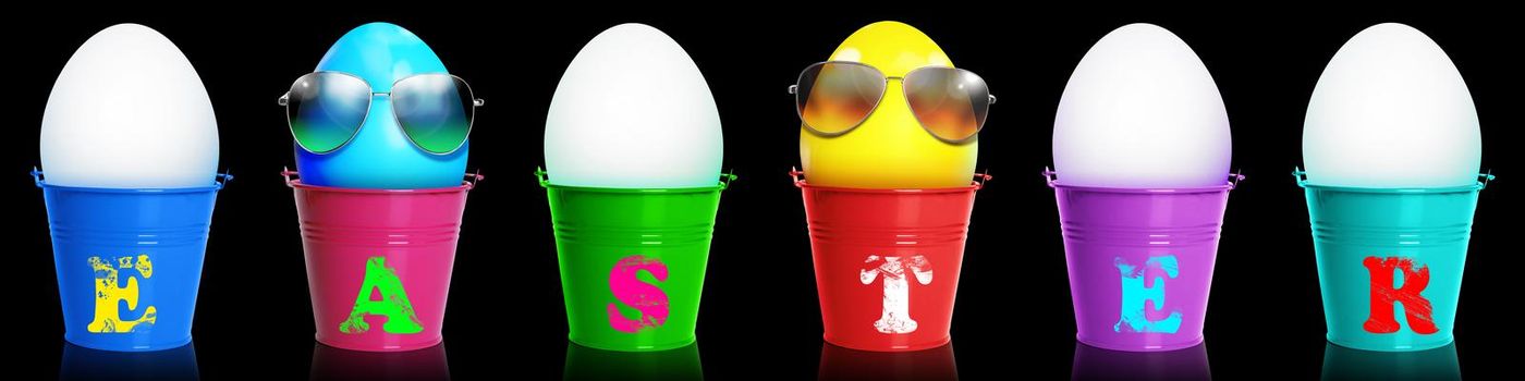Easter composition with eggs. Festive decoration. Happy Easter.