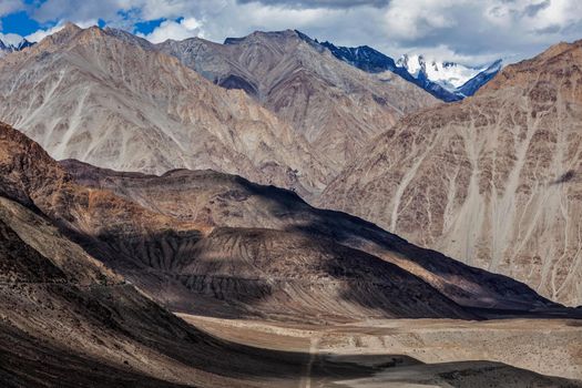 View of Himalayas mountains near Kardung La pass. Ladakh, India