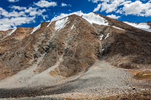 View of Himalayas mountains near Kardung La pass. Ladakh, India