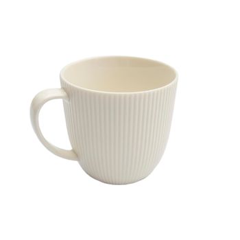 White corrugated mug isolated on white is gift for Valentine's Day