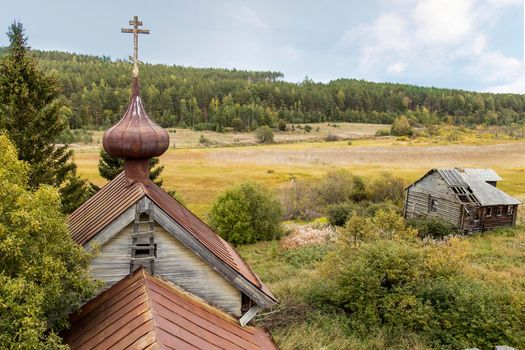 Vegoruksa Church of St. Nicholas the Wonderworker . Karelia. Abandoned place. village Vegoruksa, Republic of Karelia Zaonezhie in northern Russia,