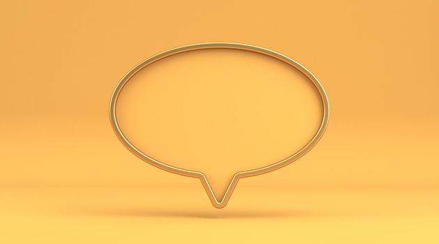 Big ellipse bubble talk sign 3D rendering illustration isolated on yellow background