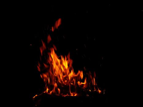 Fire flames abstract on black background. photo