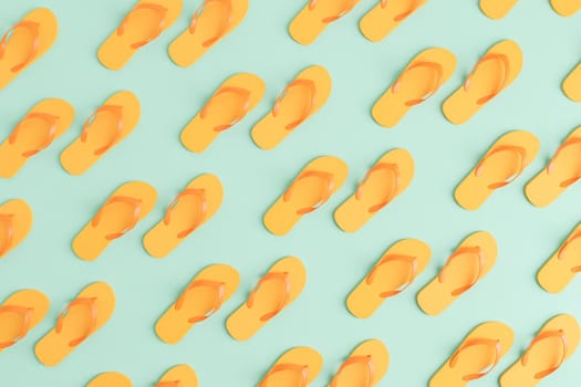 pastel orange flip flops pattern. summer concept. 3d rendering