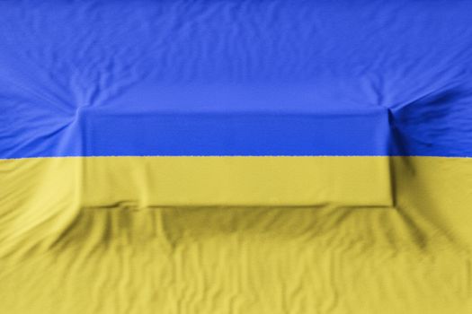 national flag of ukraine with rectangular embossing for text. 3d rendering