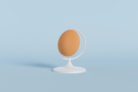 minimal terrestrial globe of an egg. 3d rendering