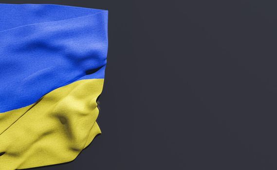 national flag of ukraine crumpled in one corner with space for text. 3d rendering