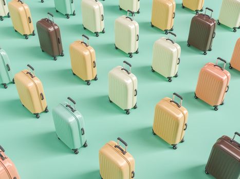 travel suitcase pattern with retro colors. concept of vacations, travel, summer and beach. 3d rendering