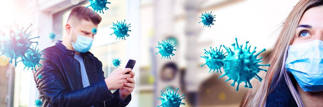 Dangerous corona virus, pandemic risk concept. 3D illustration