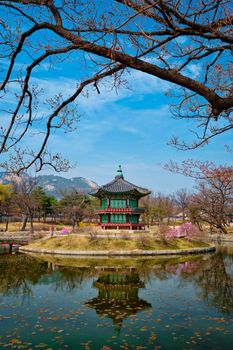 Hyangwonjeong Pavilion in Gyeongbokgung Palace, Seoul, South Korea