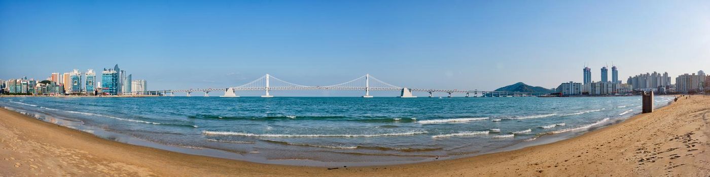 Panorama of Gwangalli Beach in Busan, a large port city in South Korea