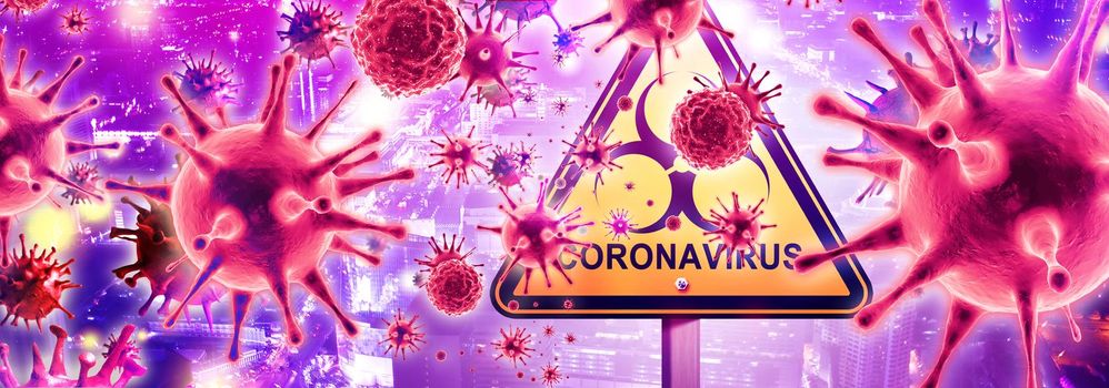 Dangerous corona virus, SARS pandemic risk concept. 3D illustration