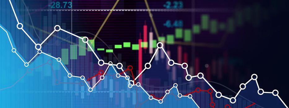 Graphs representing the stock market crash. 3d illustration