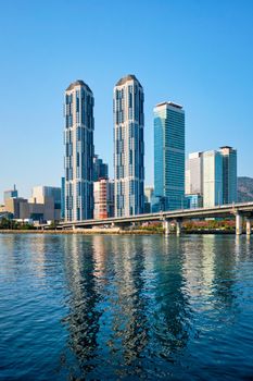 Busan city skyscrapers and Gwangan Bridge, South Korea