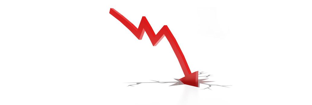 Graphs representing the stock market crash. 3d illustration