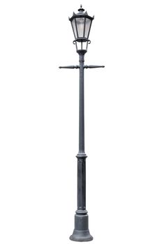 An old street lamppost isolated over white