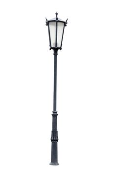 An old street lamppost isolated over white