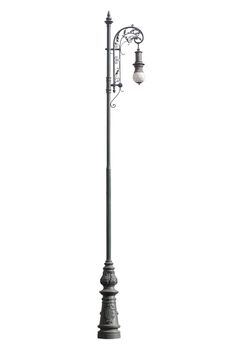 An old street lamppost isolated over white