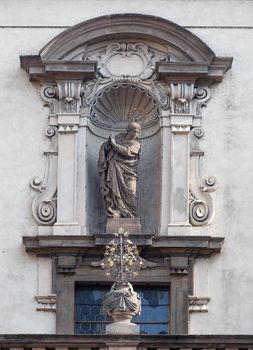 Statue on St. Salvador church, Prague Czech Republic
