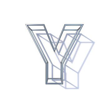 Steel wire frame font Letter Y 3D render illustration isolated on white background