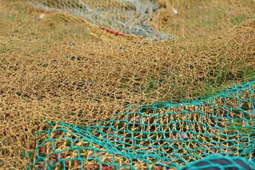 Colorful fishing nets and floats