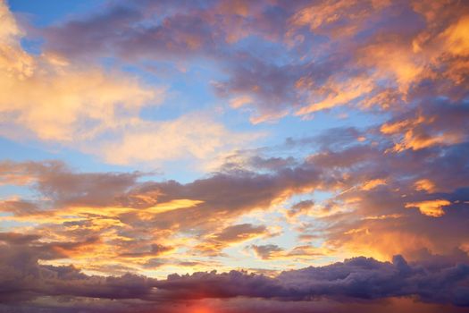 Sunset in the evening after rain. Summer evening