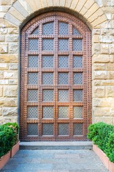 Antique door in historical building - Concept of security, mystery, grunge