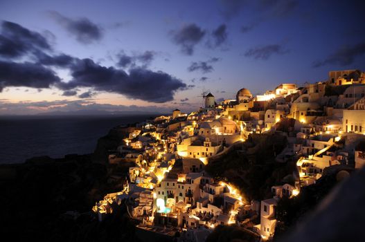 Night view of Santorini caldera