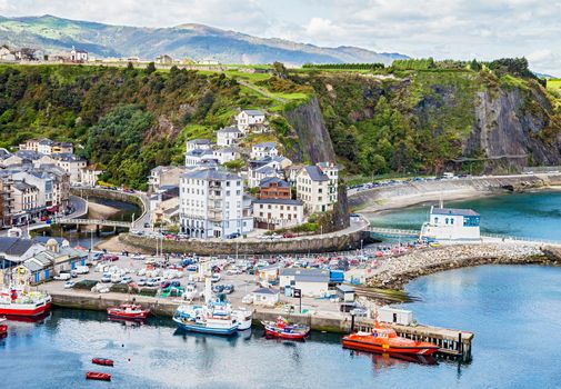 LUARCA, SPAIN - APRIL 25, 2015 - Seaport of Luarca, view from above