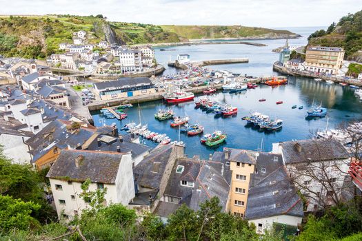 LUARCA, SPAIN - APRIL 25, 2015 - Seaport of Luarca, view from above