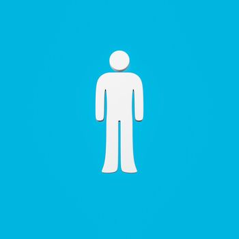 White Man Symbol Shape Isolated on Flat Blue Background 3D Illustration