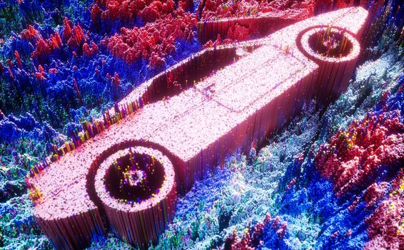 Abstract futuristic high speed sports car. Car made with particle style design. 3d Rendering.