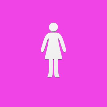 White Woman Symbol Shape Isolated on Flat Purple Background 3D Illustration