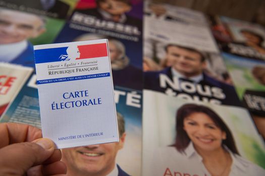France, Paris, April 2022, The Twelve Professions of Faith for the 2022 presidential campaign in France, High quality photo