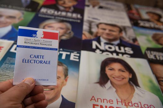France, Paris, April 2022, The Twelve Professions of Faith for the 2022 presidential campaign in France, High quality photo