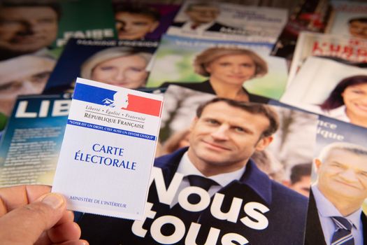 France, Paris, April 2022, The Twelve Professions of Faith for the 2022 presidential campaign in France, High quality photo