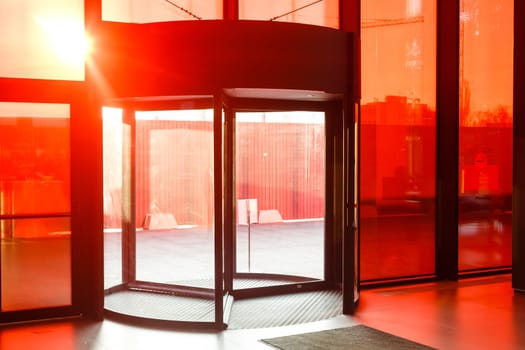 A large red chair in a room. High quality photo