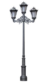 An old street lamppost isolated over white