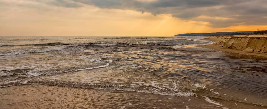 Panoramic seascape from the seashore. 