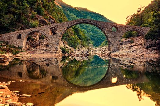 Beautiful old stone bridge near Ardino, Bulgaria