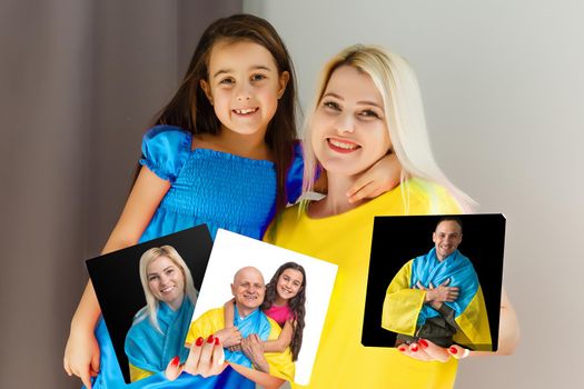 photo canvas people with the flag of Ukraine.