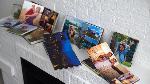 the photo album is decorated in a beautiful photobook. Presented on a white background.