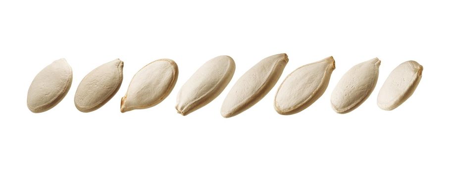 A set of pumpkin seeds. Isolated on a white background.