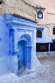 A Street in Blue Chefchaouen City, Morocco