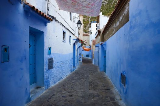 A Street in Blue Chefchaouen City, Morocco