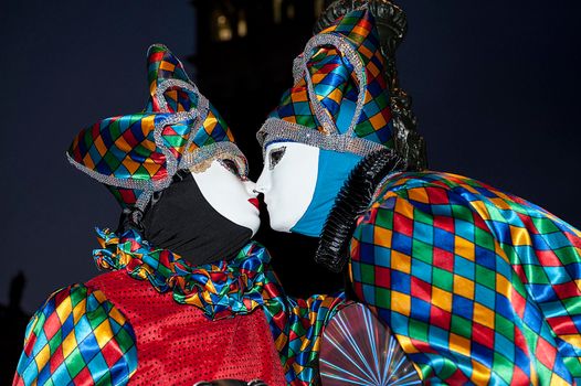 VENICE, ITALY - Febrary 19 2020: The masks of the Venice carnival 2020